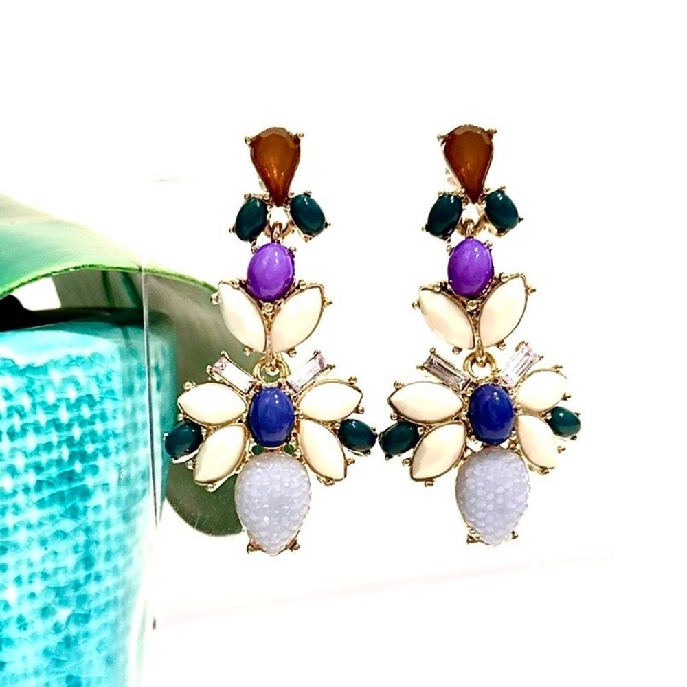 Lee Angel Neiman Marcus Blue Green Gem Earrings NWT
